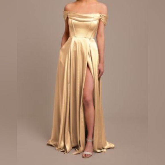 CHARMEUSE COWL OFF-THE-SHOULDER DRESS - Picture 7 of 10